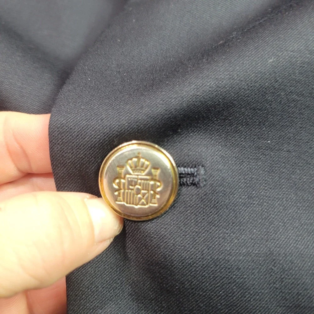 Dario di Napoli‎ Mens Navy Blue 100% Wool Blazer Gold Crest Buttons Size 54R